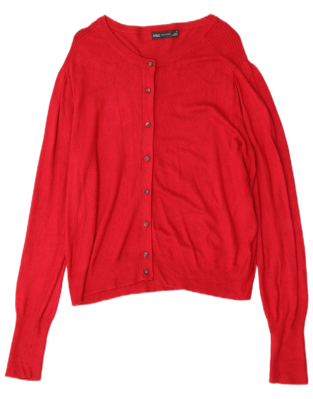 Marks & Spencer Dame Cardigan Sweater UK 14 Large Red Viscose