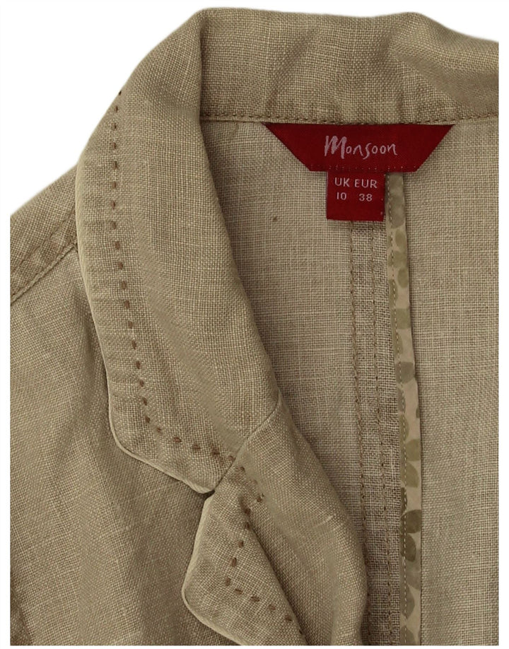 Monsoon Dame 2 Button Blazer Jacket UK 10 Small Beige Linen