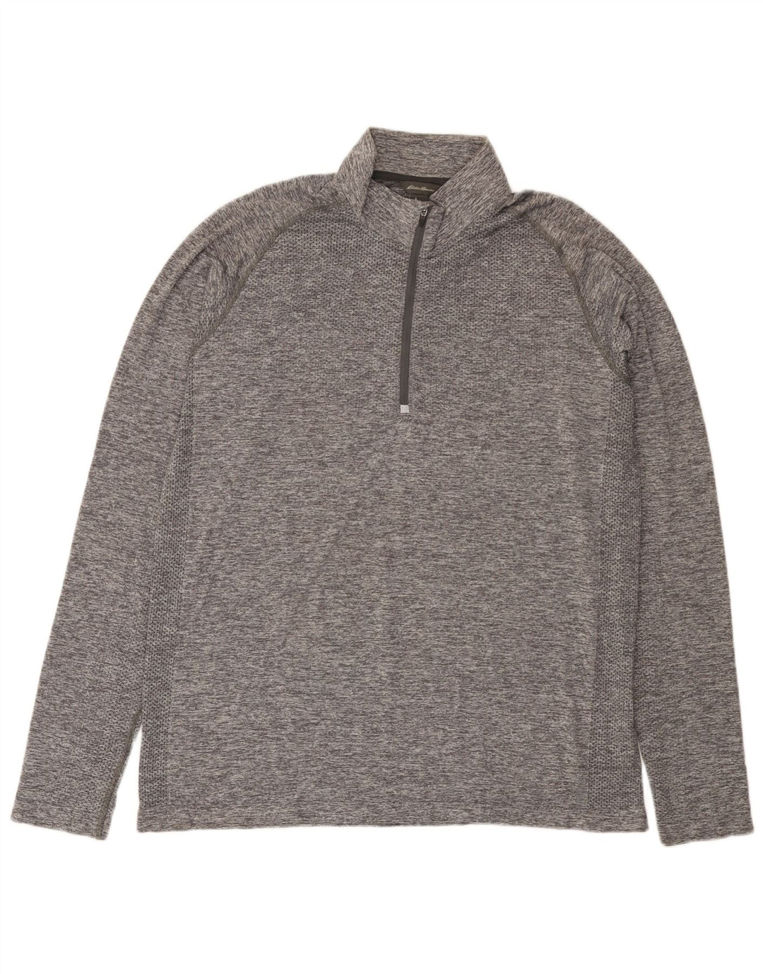 EDDIE BAUER Herre Zip Neck Pullover Træningsdragt Top XL Grå Flecked