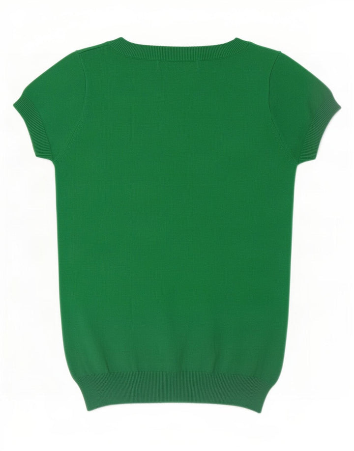 Zara Dame Bluse Top UK 8 Lille Grøn Bomuld