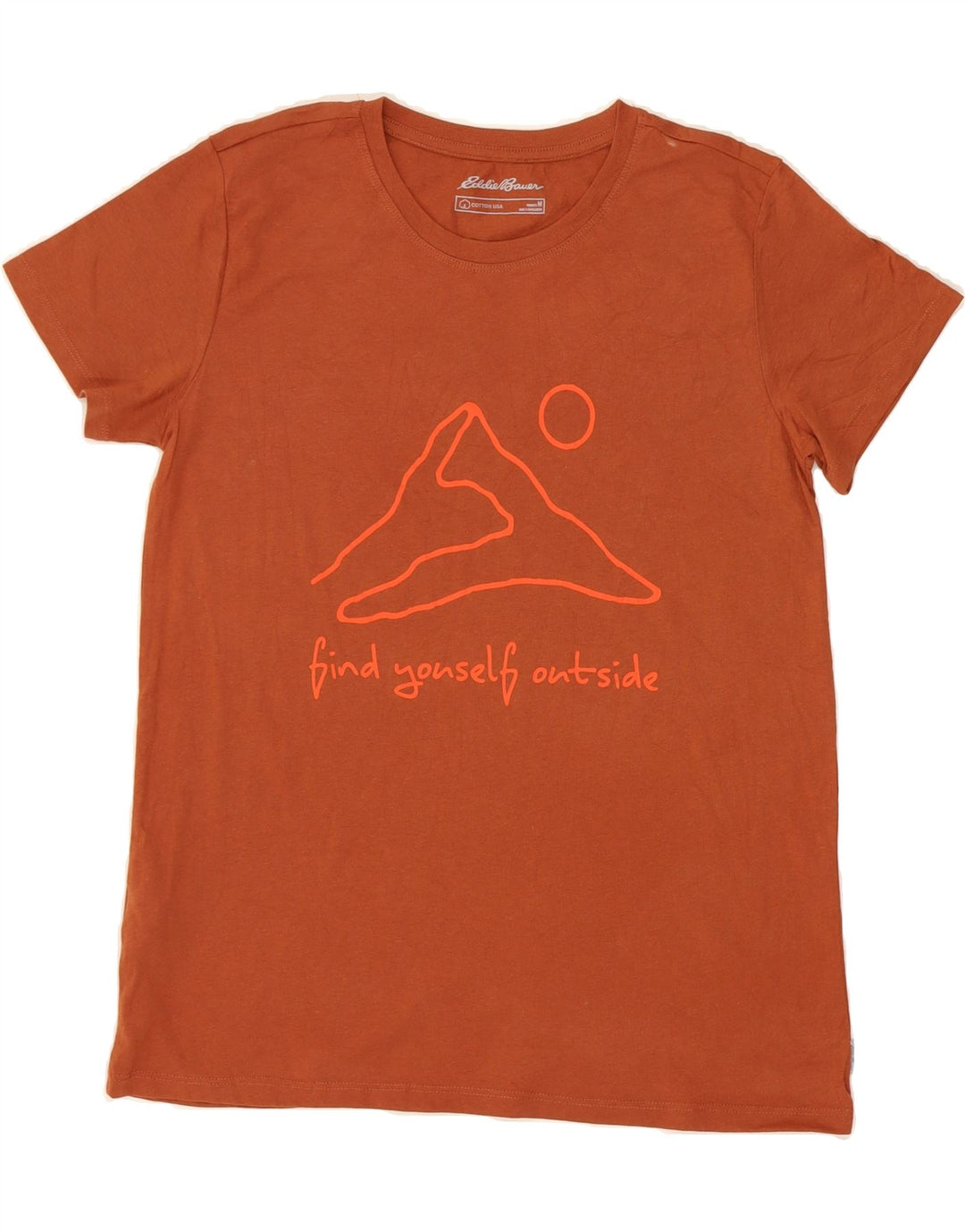 EDDIE BAUER Womens Graphic T-Shirt Top UK 12 Medium Brown Cotton Vintage Eddie Bauer and Second-Hand Eddie Bauer from Messina Hembry 
