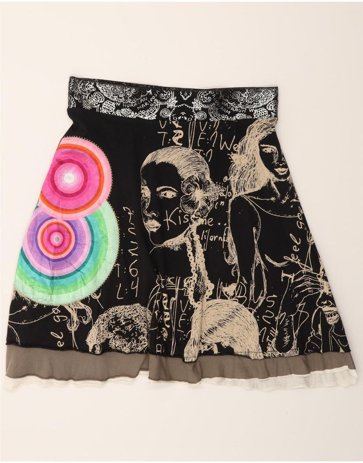 Desigual Kvinder grafisk A-line nederdel Medium W30 Sort Geometrisk