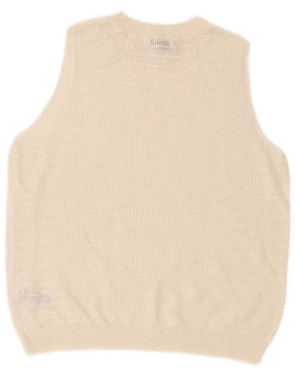 Marks & Spencer Womens Vest Tank Top UK 12 Medium Off White Polyester