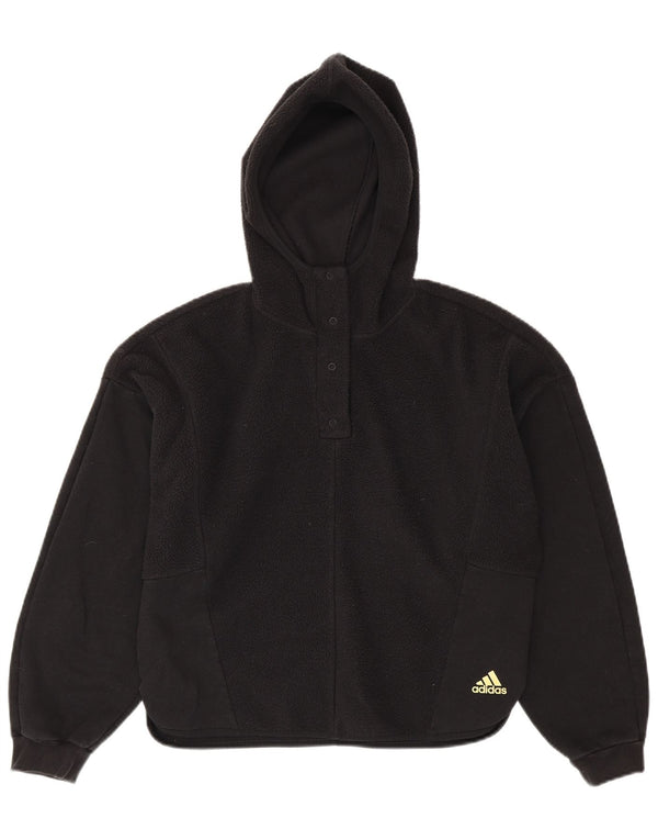Adidas dame fleecetrøje med hætte i overstørrelse UK 8/10 Lille sort
