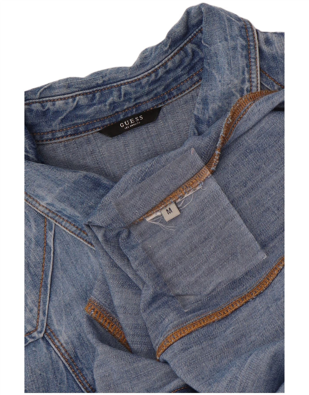 GUESS Dame Denim Shirt UK 14 Medium Blue Floral