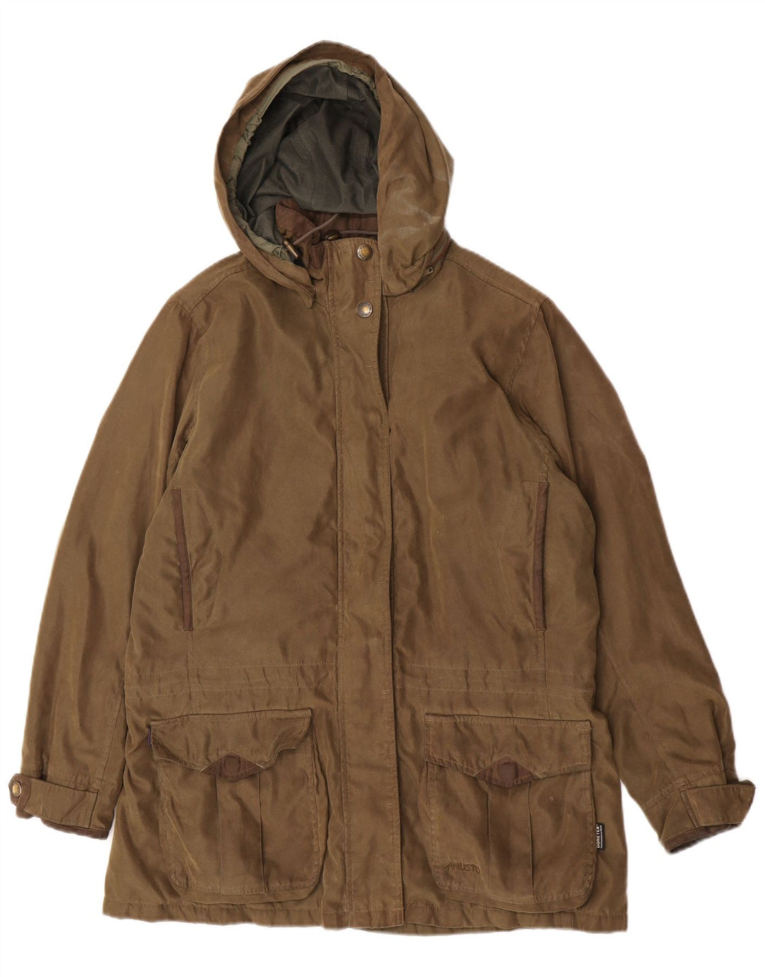 Musto Parkajakke med lynlås til kvinder UK 16 Stor Khaki Polyester Classic