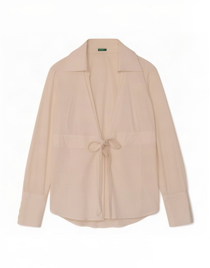 Benetton Womens Wrap Shirt Bluse UK 12 Medium White