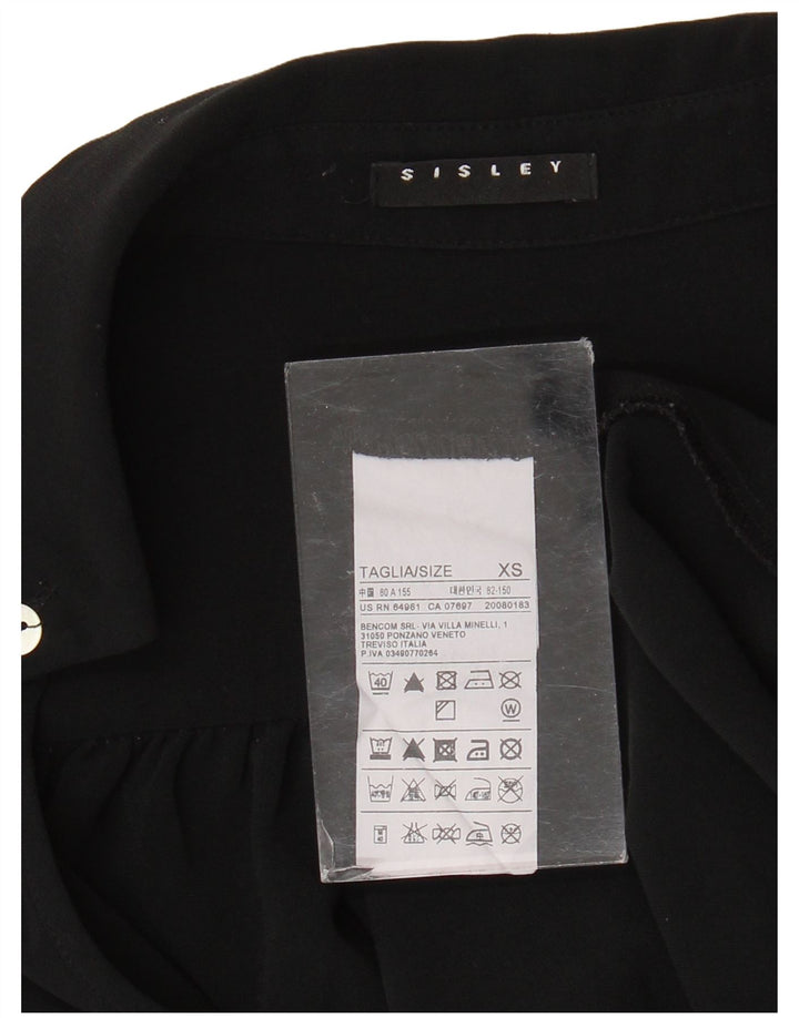 Sisley Dame Langærmet Oversized Bluse Top UK 6 XS Sort Polyester