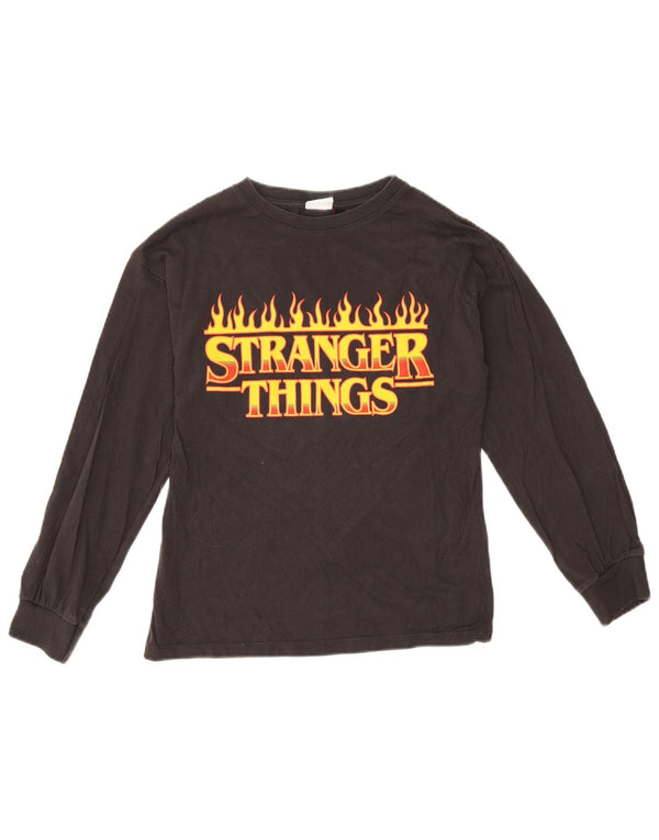 Zara Boys Stranger Things Grafisk T-Shirt Top 11-12 År Sort Bomuld