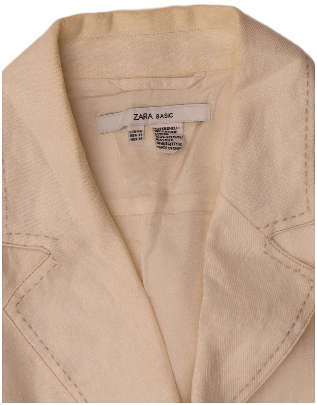 Zara Dame 2 Button Blazer Jacket EU 44 XL Off White Acetate