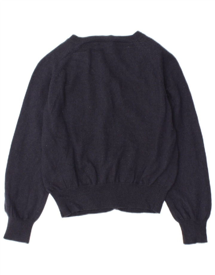 FRANSK FORBINDELSE Dame Crop Cardigan Sweater UK 10 Small Navy Blue Wool