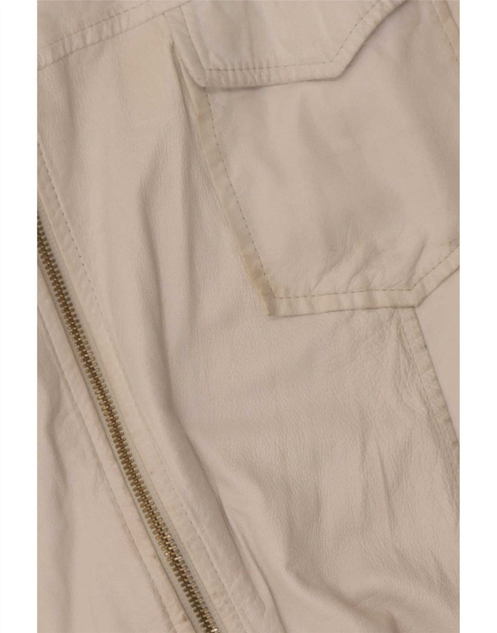 Vintage Dame Overshirt Læder Skjorte IT 46 Large White