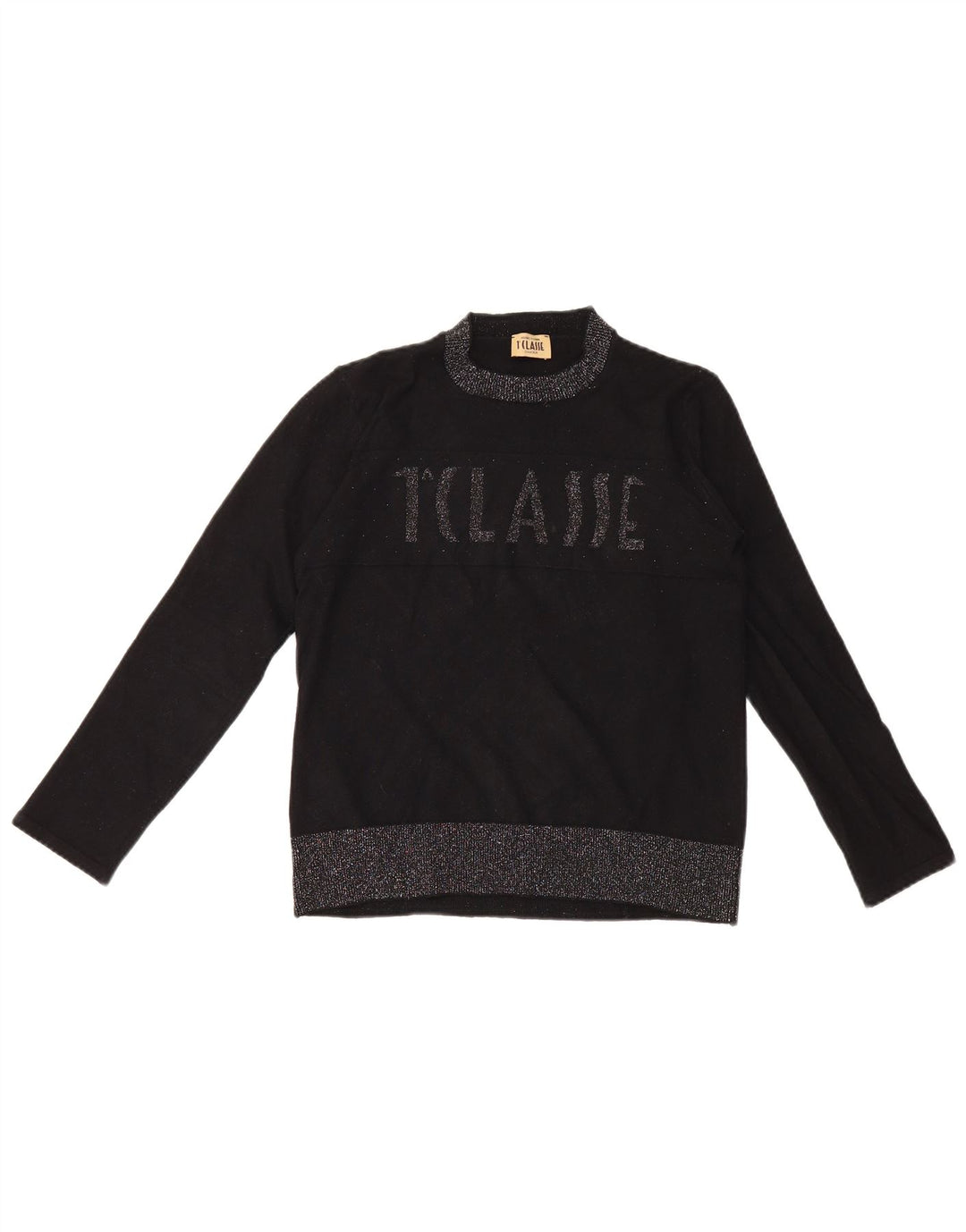ALVIERO MARTINI Dame grafisk rund hals sweater IT 40 Small Black