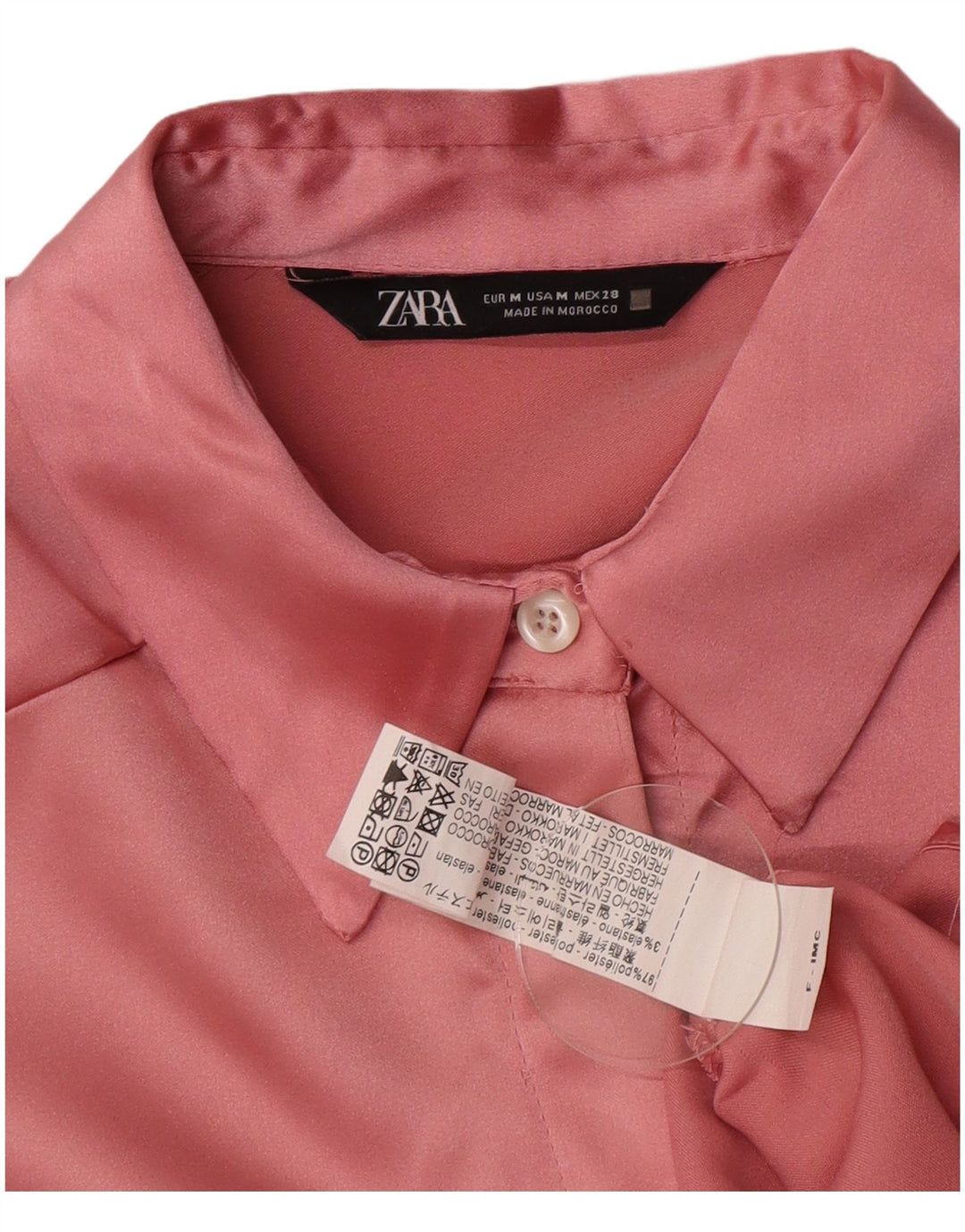 Zara Dame Oversized skjortebluse UK 14 Medium Pink Polyester