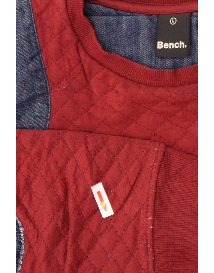 Bænk Herre Sweatshirt Jumper Stor Rød Colourblock Bomuld