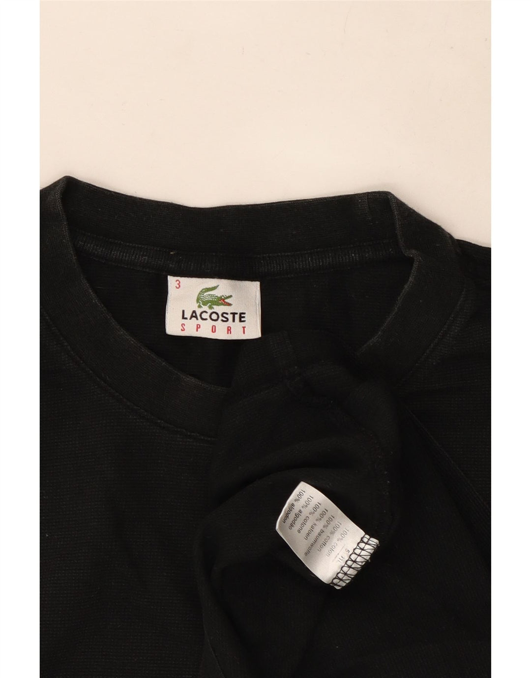 Lacoste Herre T-Shirt Top størrelse 3 Lille sort bomuld