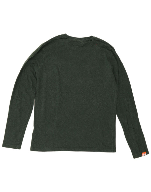 Superdry Mens Top Long Sleeve Small Green Cotton