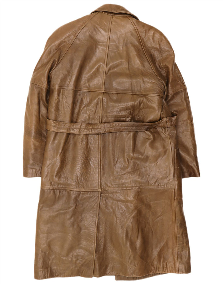 Vintage Sherpa Double Breasted Læderfrakke IT 48 Medium Brun