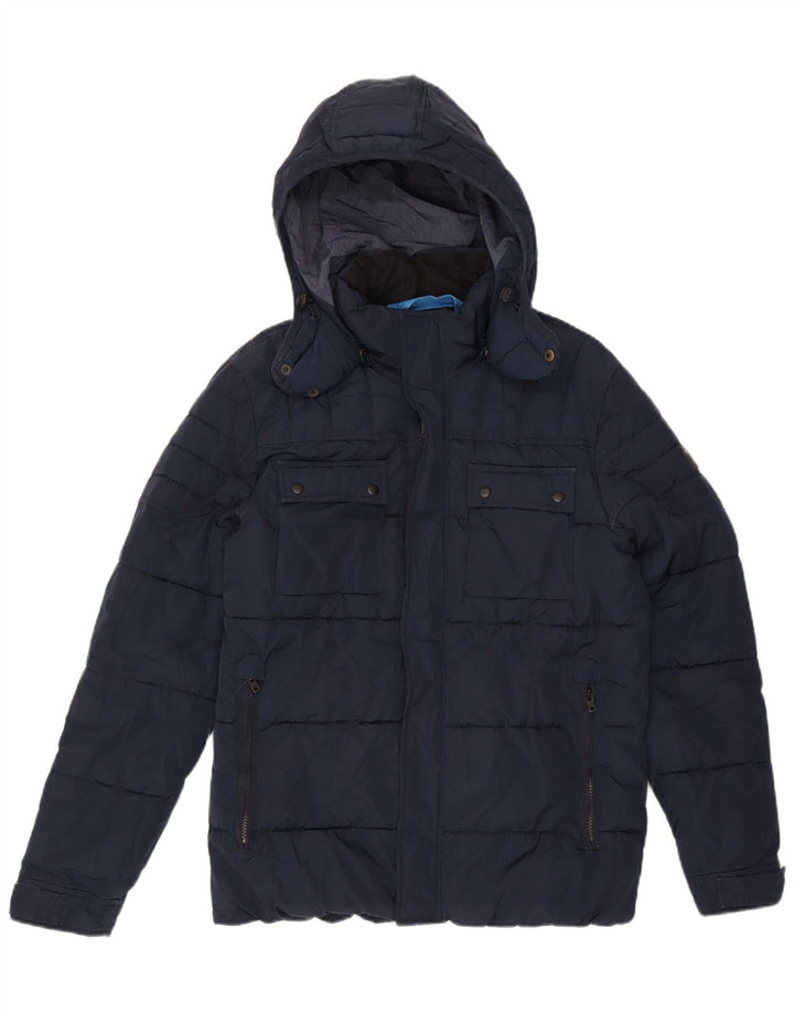 Jack & Jones Herre hættepolstret jakke UK 40 Large Navy Blue