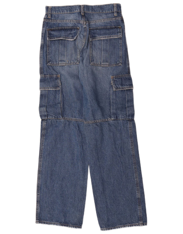 Zara Dame Cargo Loose Jeans EU 36 XS W26 L31 Blå