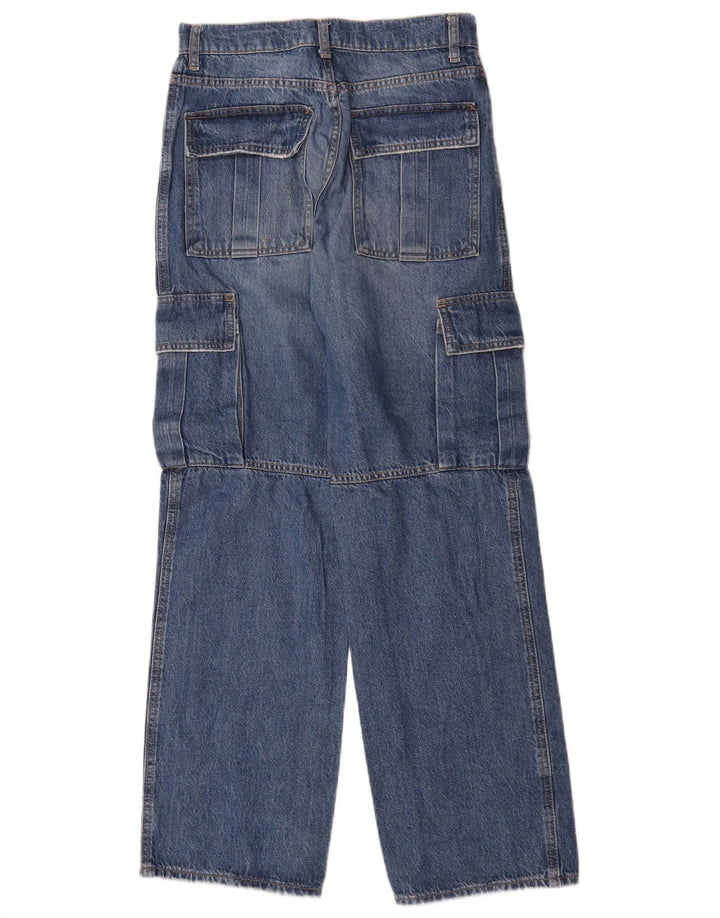 Zara Dame Cargo Loose Jeans EU 36 XS W26 L31 Blå