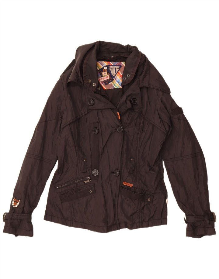 Varemærke Dame Dobbeltradet Windbreaker Jacket UK 14 Medium Black