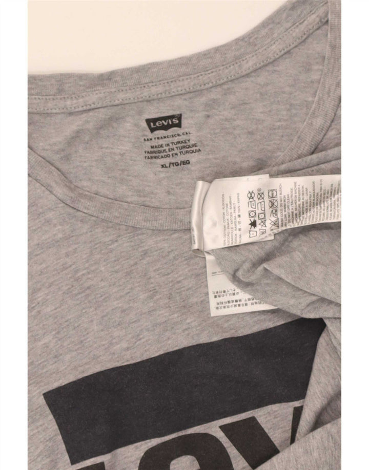 Levi's Herre grafisk T-shirt Top XL Grå Flecked Bomuld