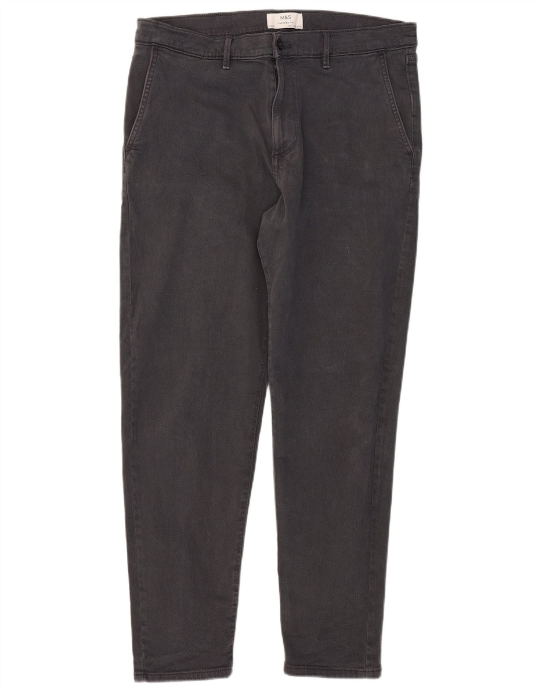 Marks & Spencer Herre Slim Chino Bukser W34 L28 Grå Bomuld