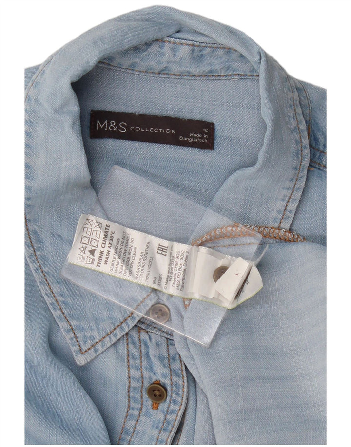 MARKS & SPENCER Denimskjorte til kvinder UK 12 Medium Blue Lyocell