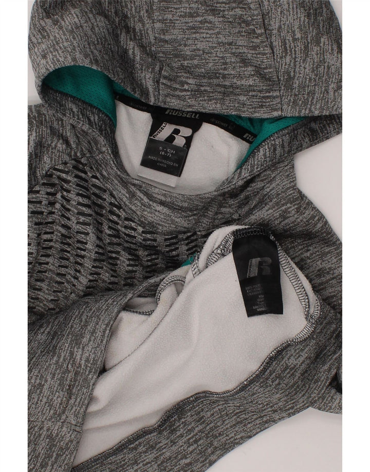 RUSSELL ATHLETIC Boys Hoodie Jumper 6-7 Years Small  Grey Polyester Vintage Russell Athletic and Second-Hand Russell Athletic from Messina Hembry 