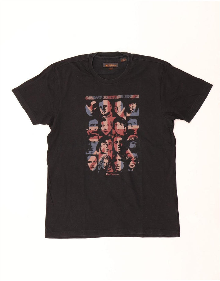 Ben Sherman Herre grafisk T-shirt Top Medium Sort Bomuld