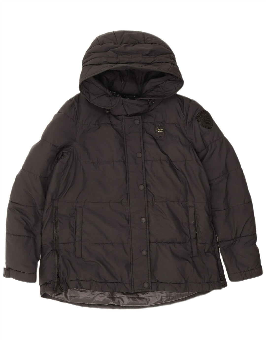 Blauer Dame Hætte Oversized Polstret Jakke UK 10 Lille Sort Polyester