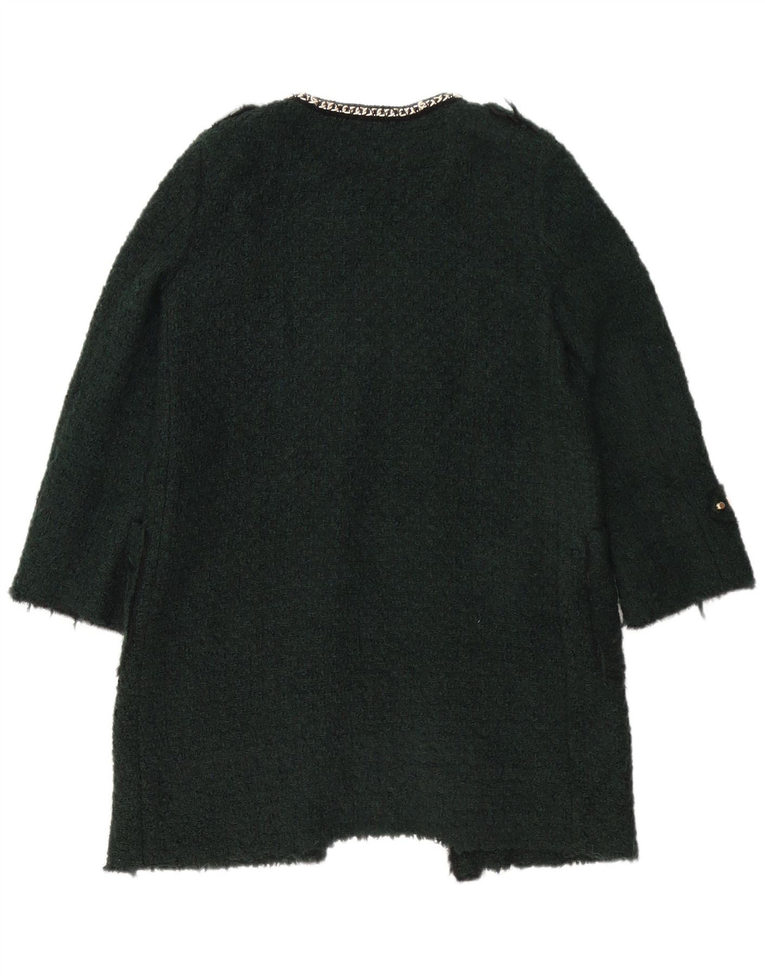 Zara Dame Overfrakke UK 16 Large Grøn Akryl