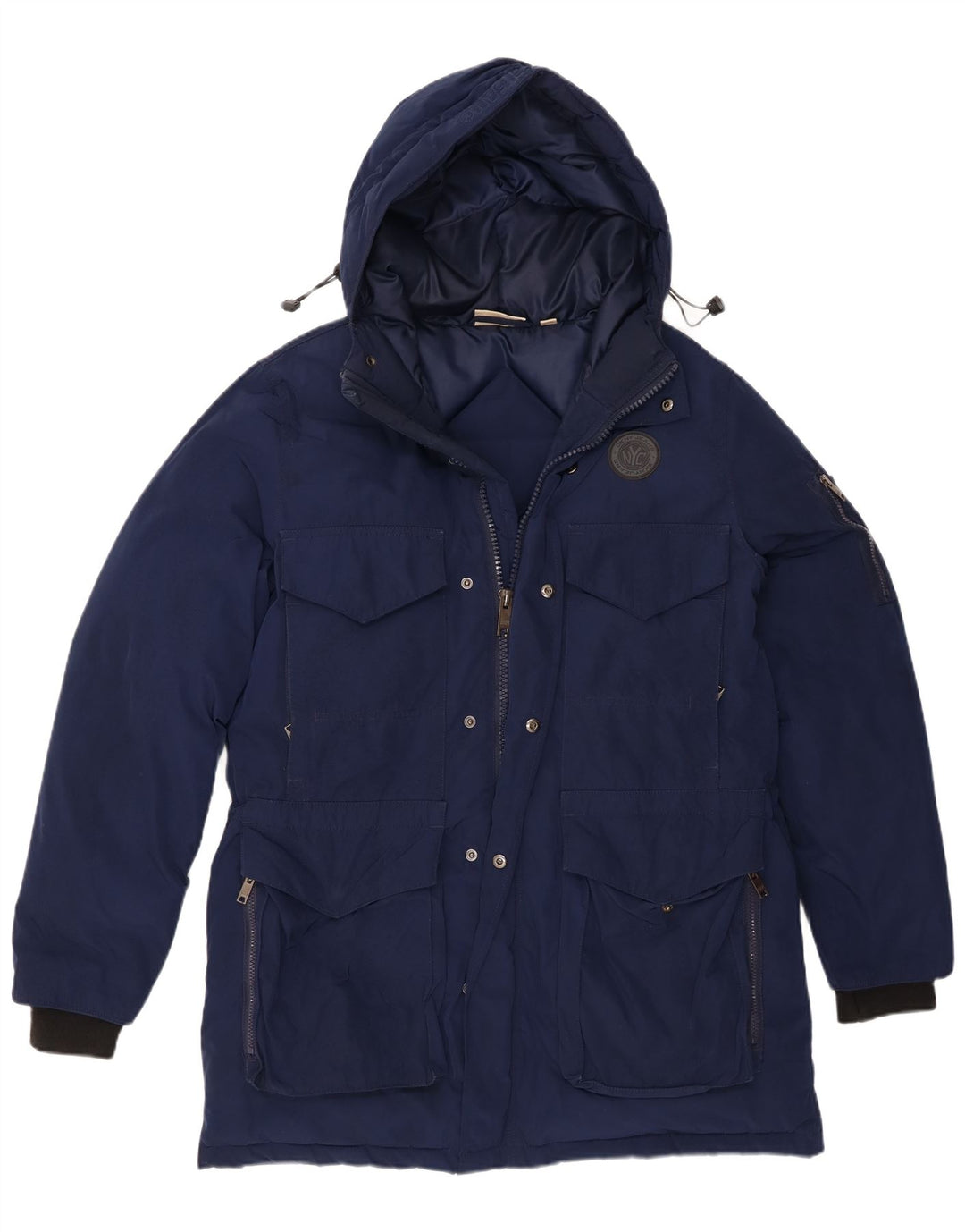 Dkny Herre hættepolstret jakke UK 40 Large Navy Blue Polyester