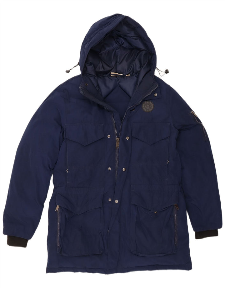 Dkny Herre hættepolstret jakke UK 40 Large Navy Blue Polyester