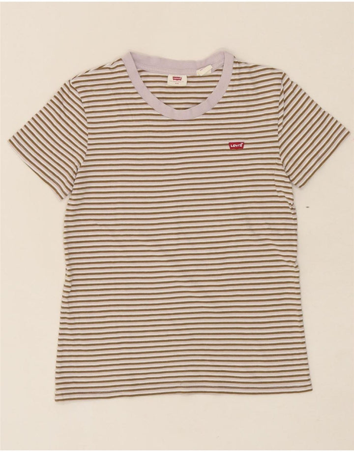 LEVI'S Womens T-Shirt Top UK 2 2XS Brown Striped Vintage Levi's and Second-Hand Levi's from Messina Hembry 