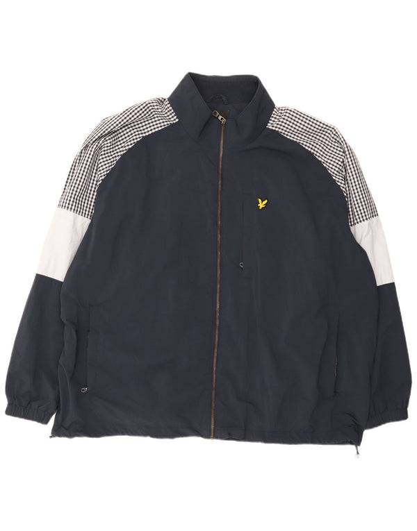 Lyle & Scott Regnjakke til mænd UK 46 3XL Navy Blue Colourblock Nylon