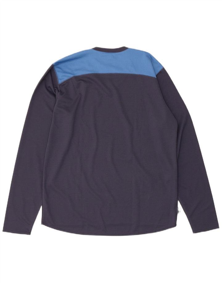 Adidas Herre Climalite Grafisk Top Langærmet Medium Navy Blue Colourblock