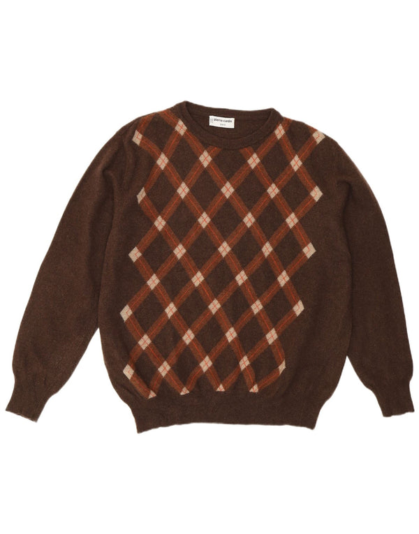 Pierre Cardin Herre Boat Neck Jumper Sweater IT 56 2XL Brun Argyle/Diamant