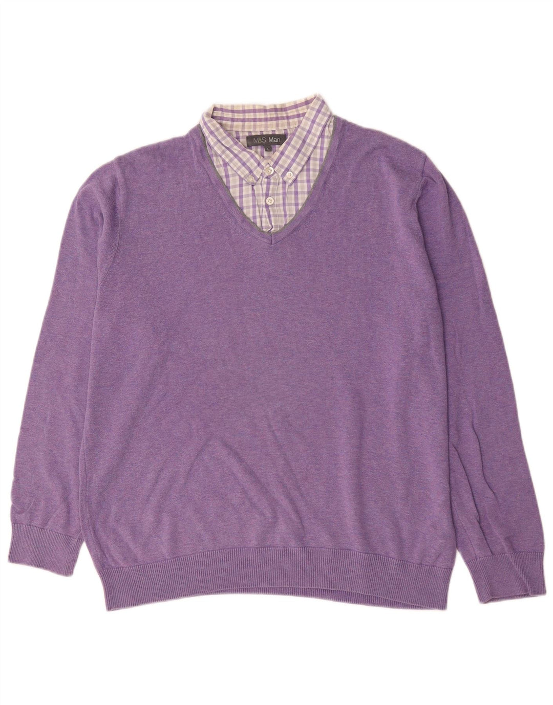 Marks & Spencer Herre V-hals sweater Stor lilla bomuld