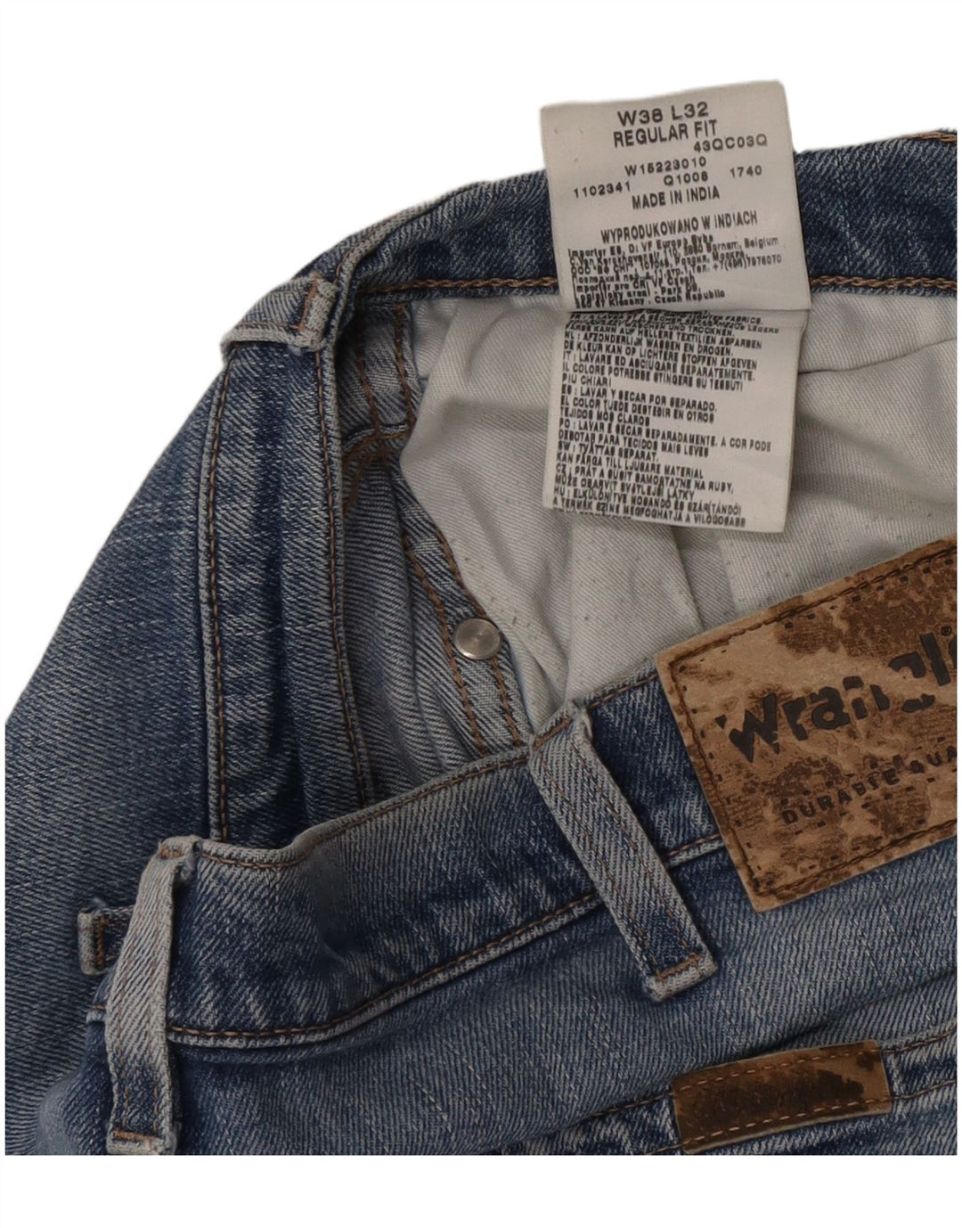 Wrangler Herre Regular Fit Straight Jeans W38 L32 Blå Bomuld