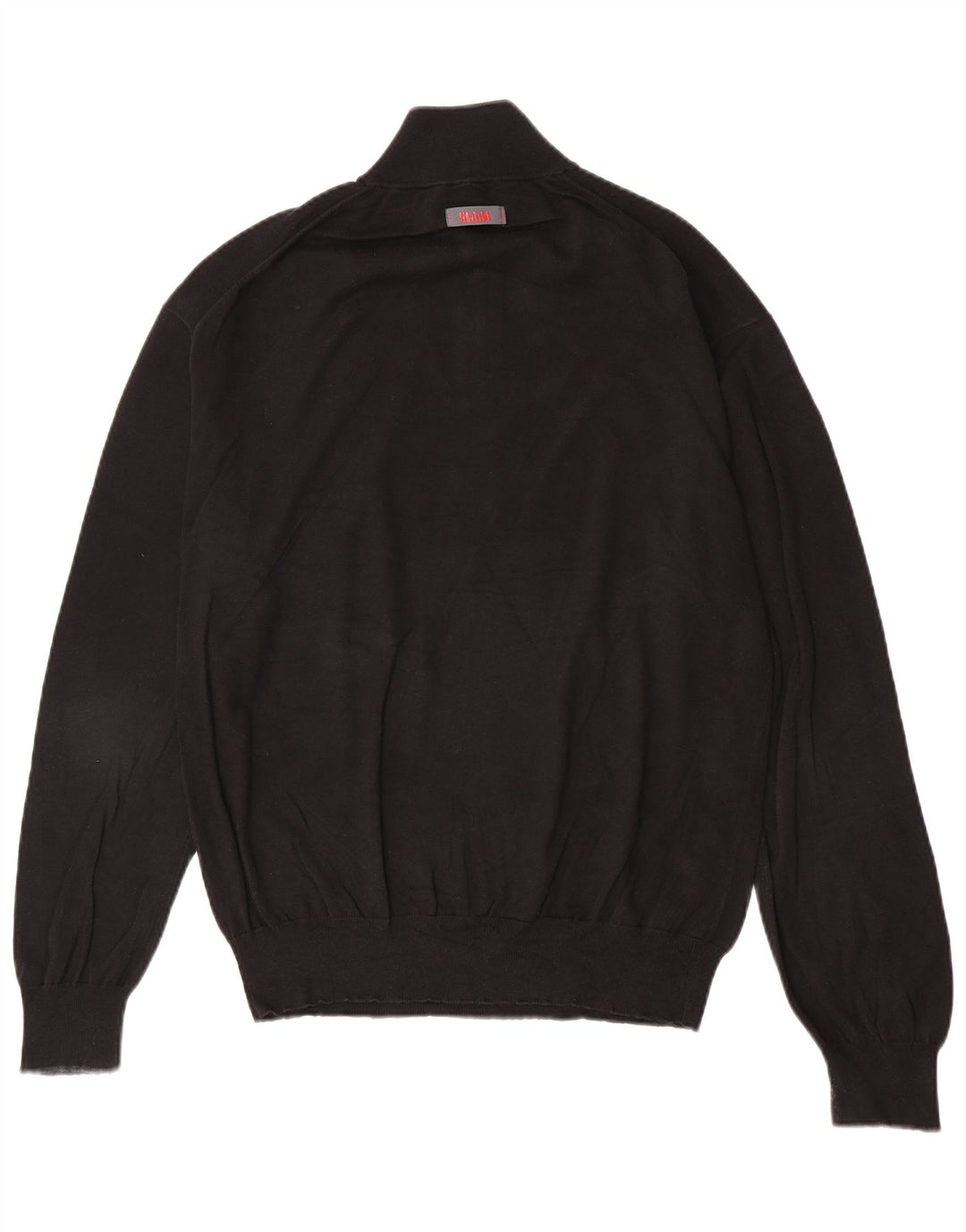 Slam Herre Zip Neck Jumper Sweater Stor Sort Bomuld