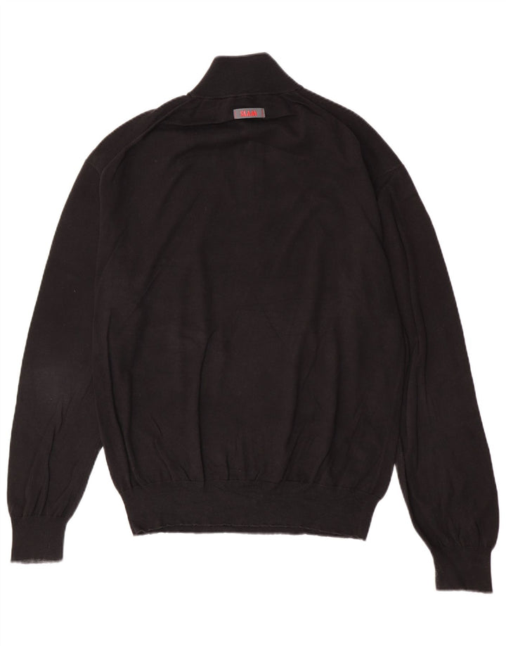 Slam Herre Zip Neck Jumper Sweater Stor Sort Bomuld