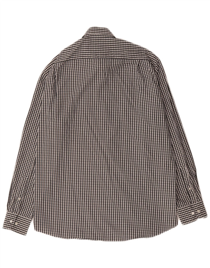 Hugo Boss Herreskjorte Størrelse 43 17 XL Sort Gingham Bomuld