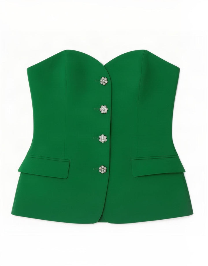 Zara Womens Crop stropløs top UK 10 Small Green