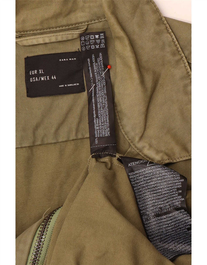 Zara Bomber Jacket UK 42 XL Grøn Bomuld