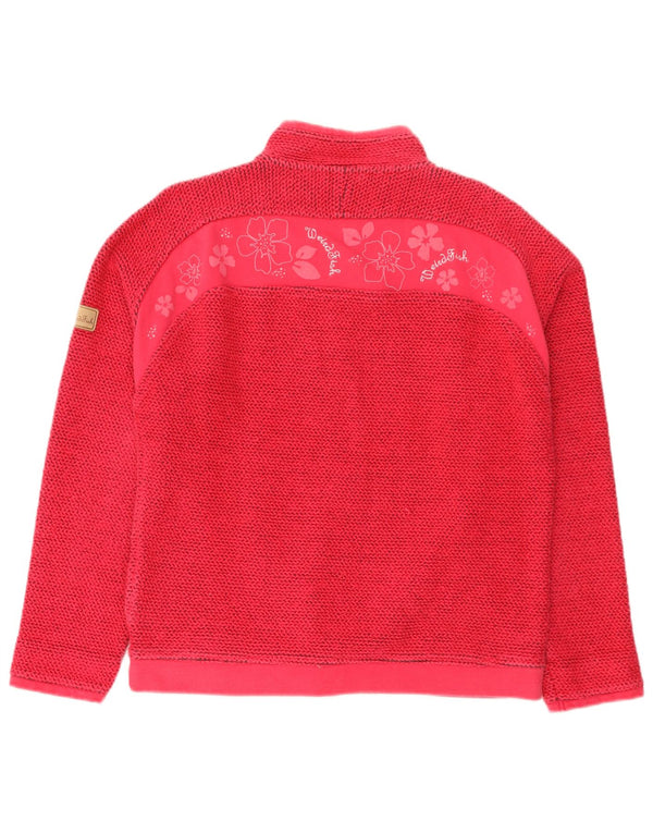 Weird Fish Dame Grafisk Zip Neck Sweatshirt Jumper UK 16 Large Pink