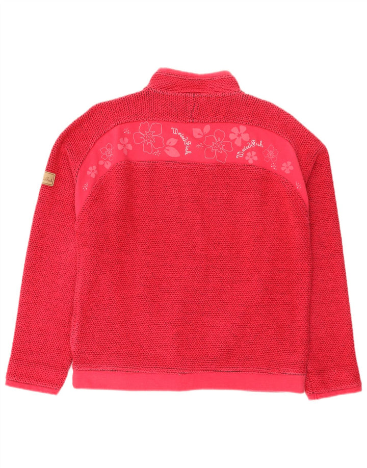 Weird Fish Dame Grafisk Zip Neck Sweatshirt Jumper UK 16 Large Pink