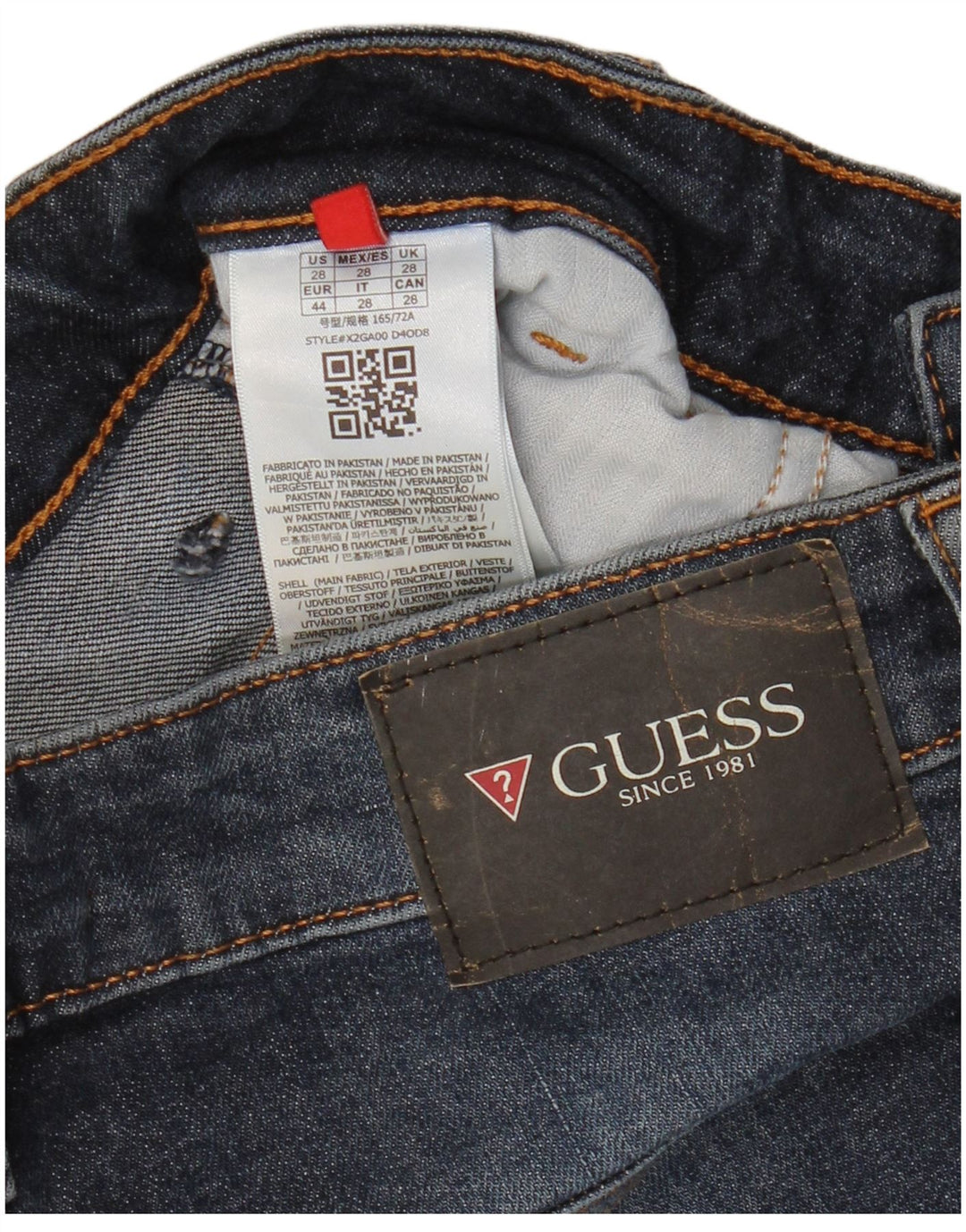 GUESS Mens Tapered Jeans W28 L32 Navy Blue Cotton