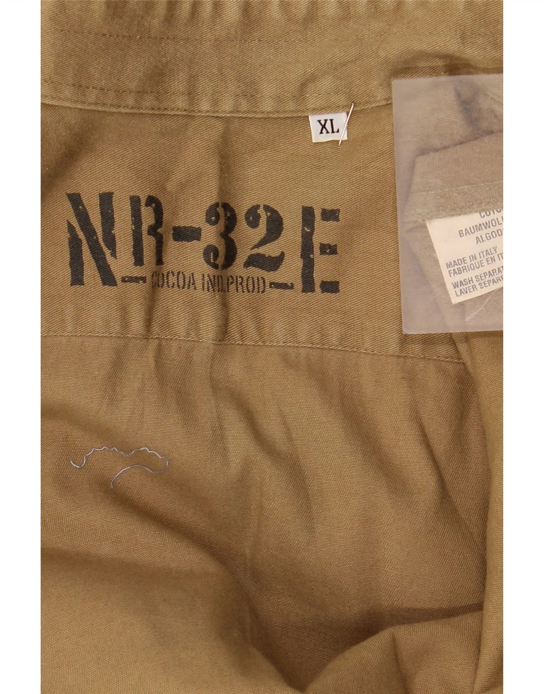 Vintage herre militær ærmeløs skjorte XL Khaki Bomuld